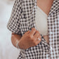 Maternity Pyjama Set Khaki Gingham