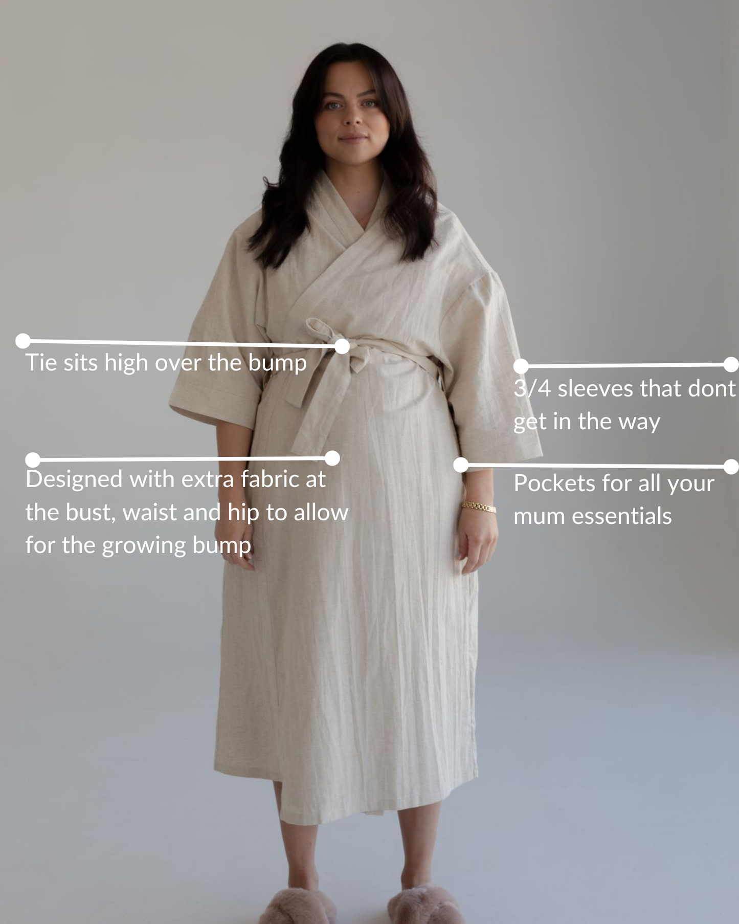 Maternity Robe Oatmeal