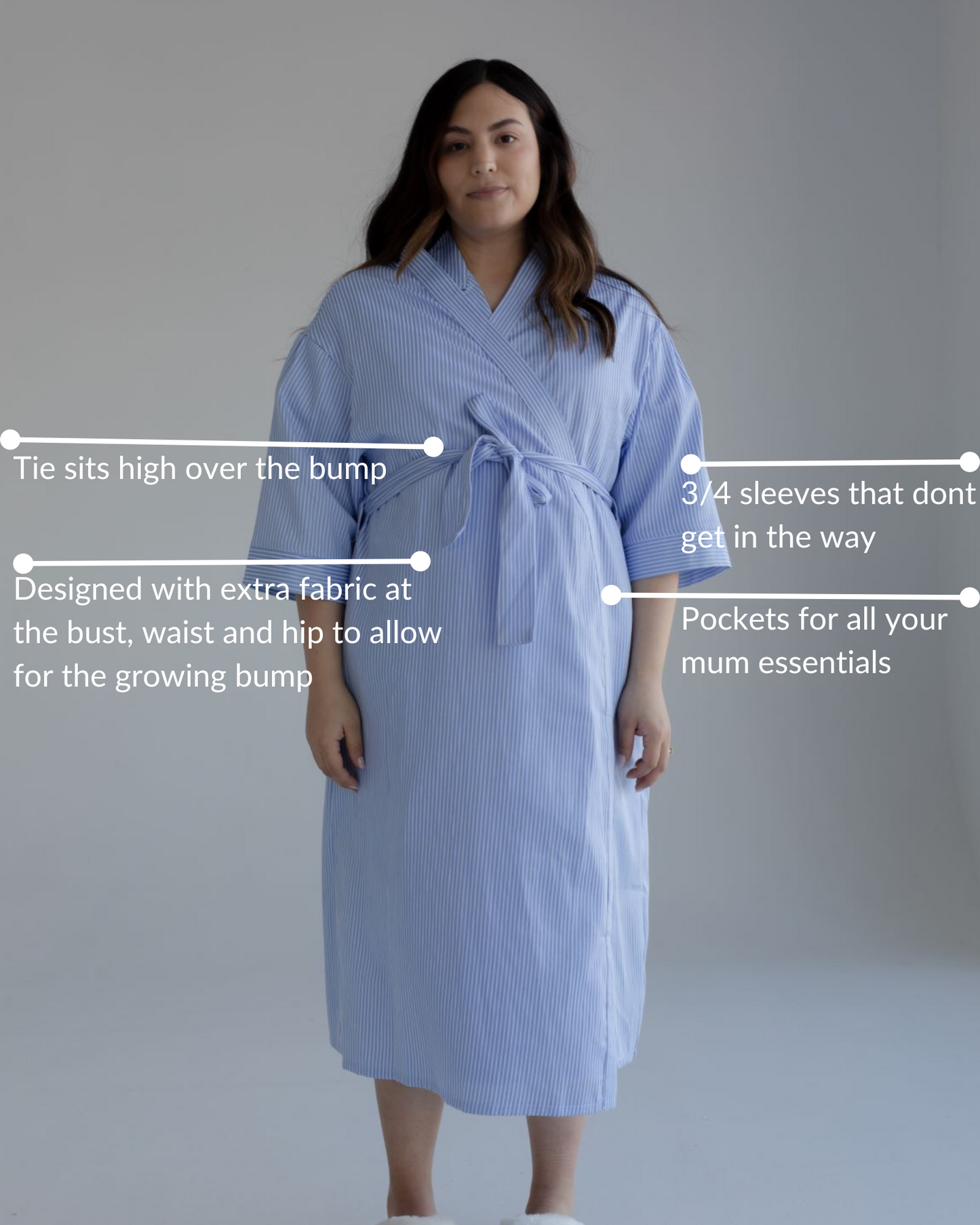 Maternity Robe Blue Stripe