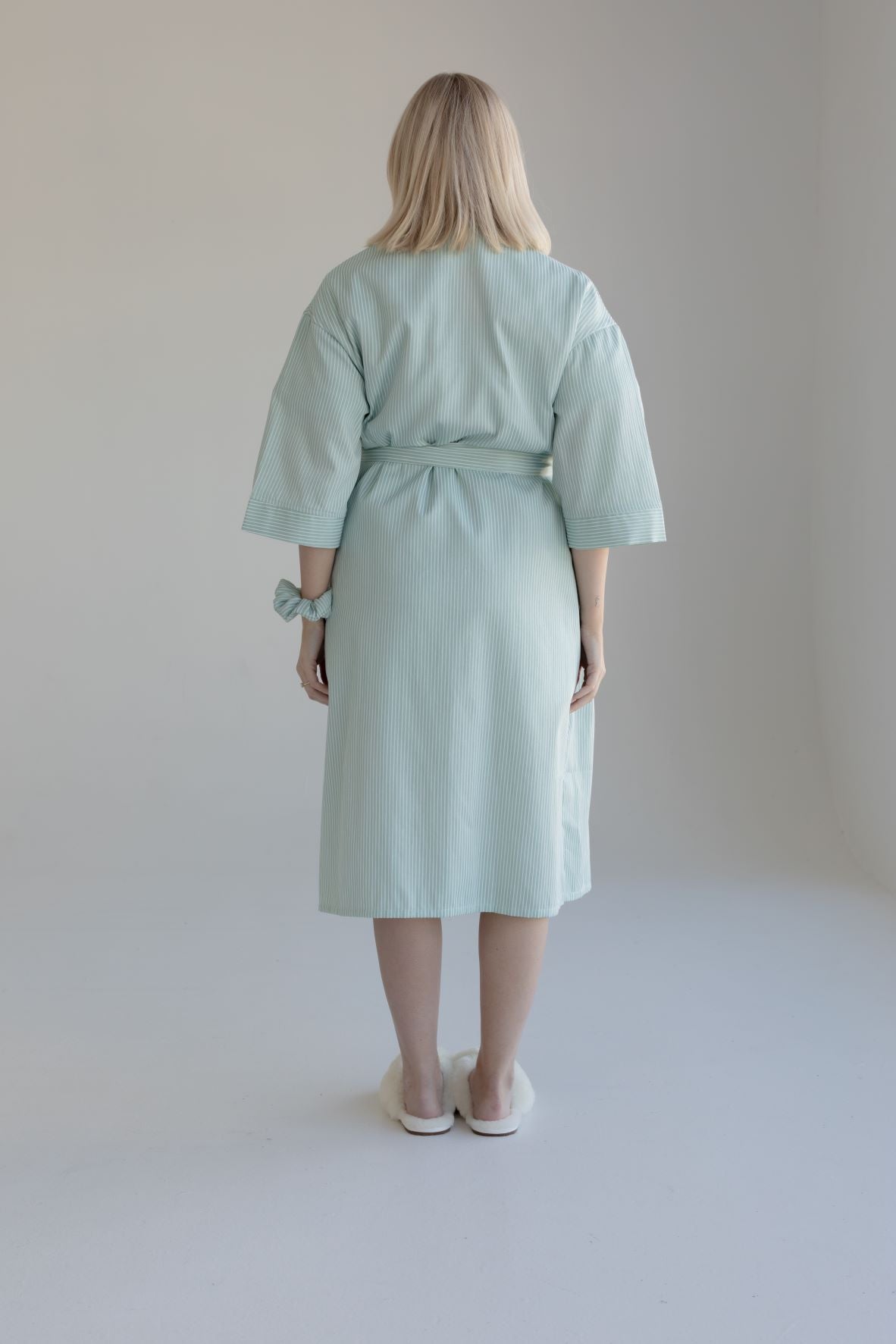 Maternity Robe Sage Stripe