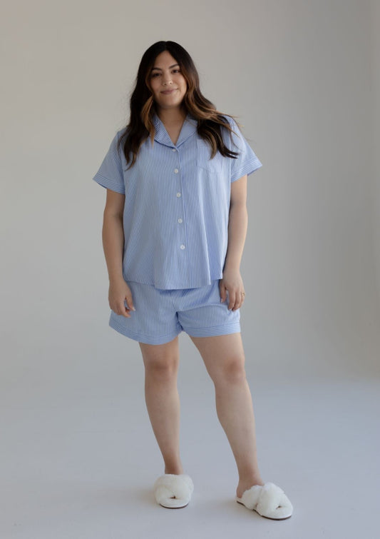 Maternity Pyjama Set Blue Stripe