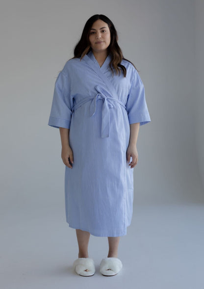 Maternity Robe Blue Stripe