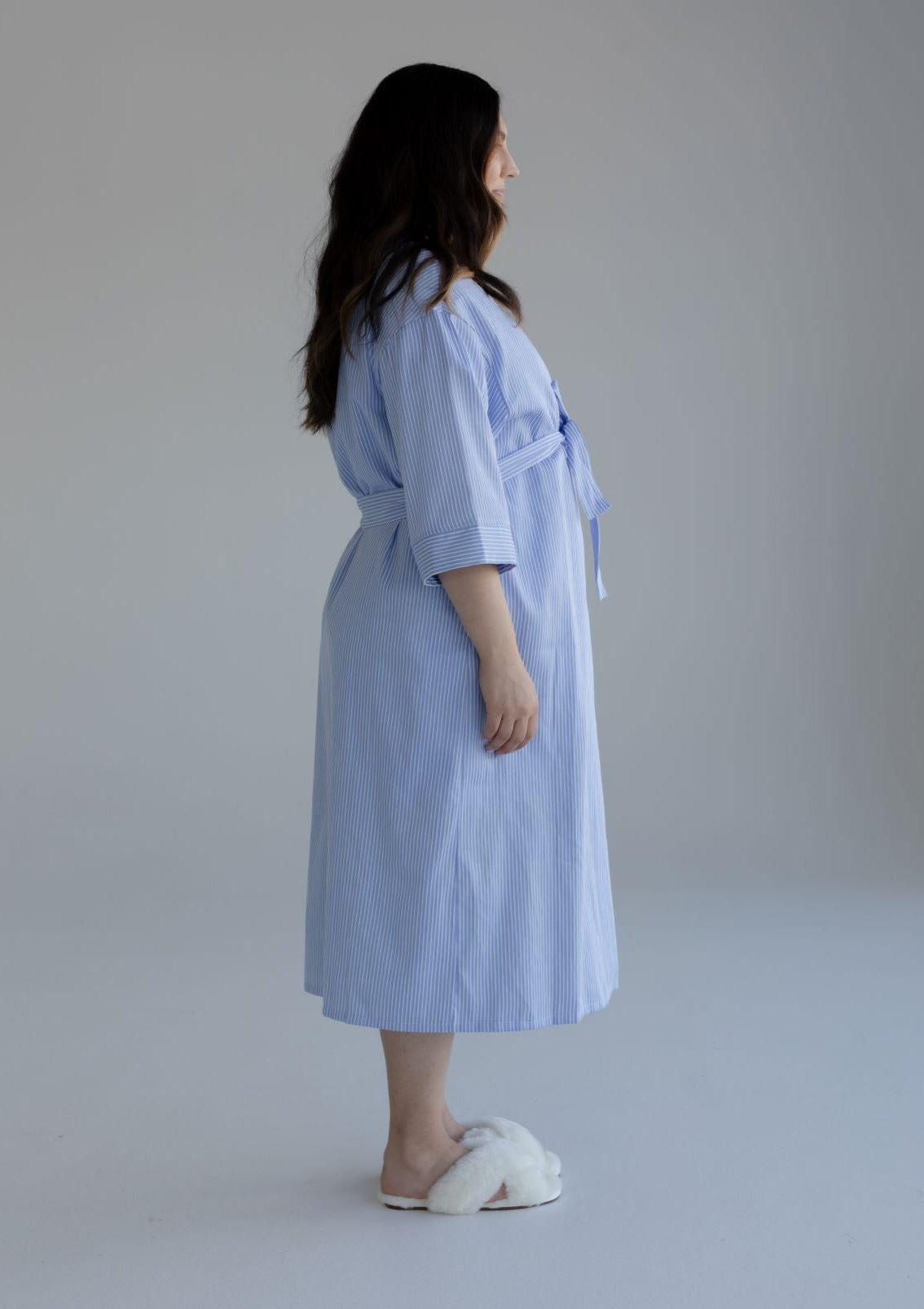 Maternity Robe Blue Stripe