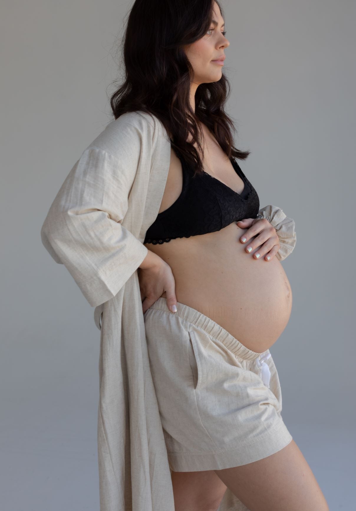 Maternity Robe Oatmeal