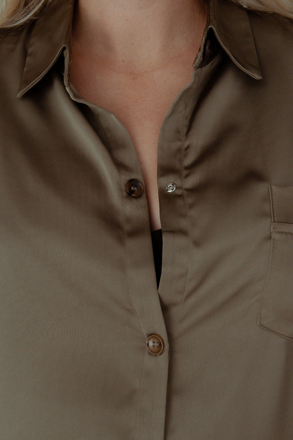 Maternity Classic Shirt Khaki Satin