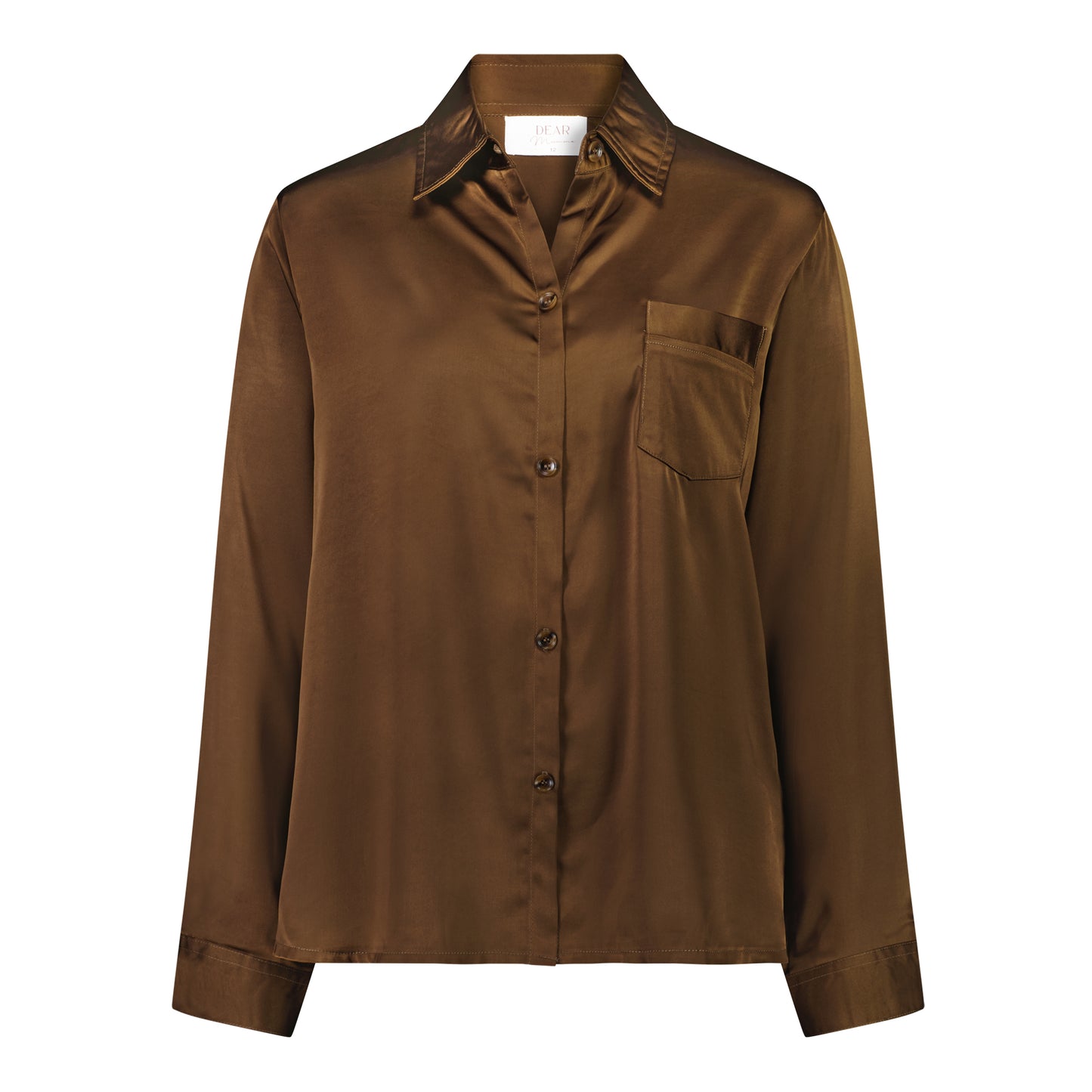 Maternity Classic Shirt Chocolate Satin